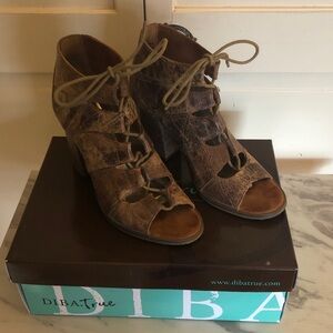 Diba True Brown Lace-Up Heels